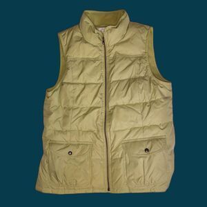 Ann Taylor Loft Womens Down Vest Size Medium Light Celery Green Full Zip Puffer